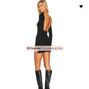 Backless Long-Sleeve Mini Dress - Black